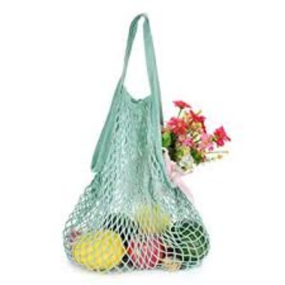 French Cotton Market Net Tote/Bag/Sea Foam Green - Picture 5 of 6